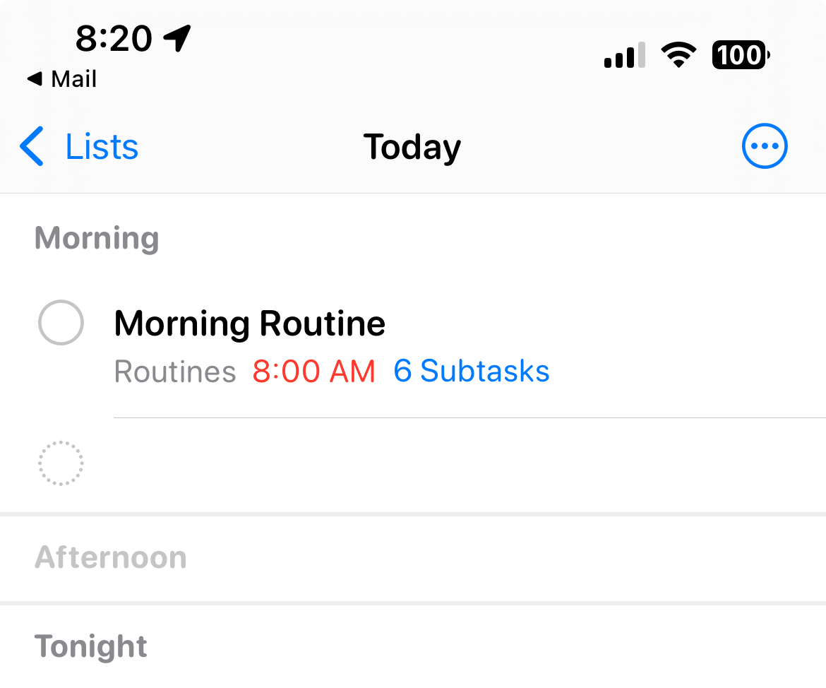 Subtasks in smart lists in iOS 18 Reminders - not much of an improvement