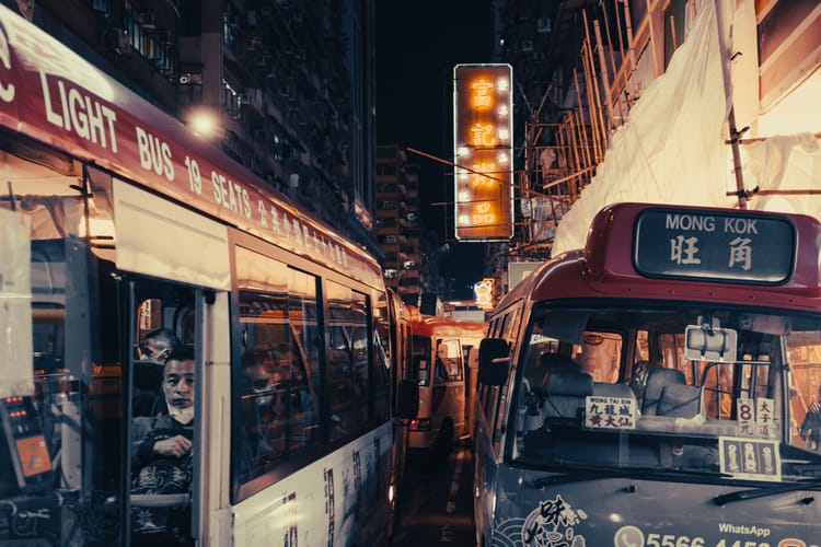 Red minibuses in Mong Kok